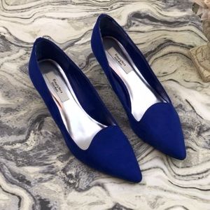 Blue Suede Vera Wang Kitty Heels